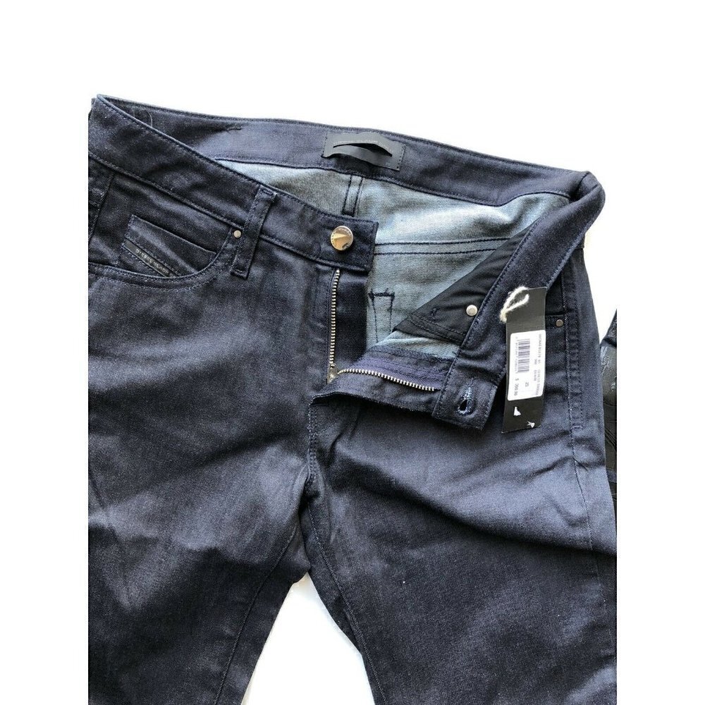 Diesel Black Gold Dark Navy Ceress Leather Jeans - Picture 8 of 12